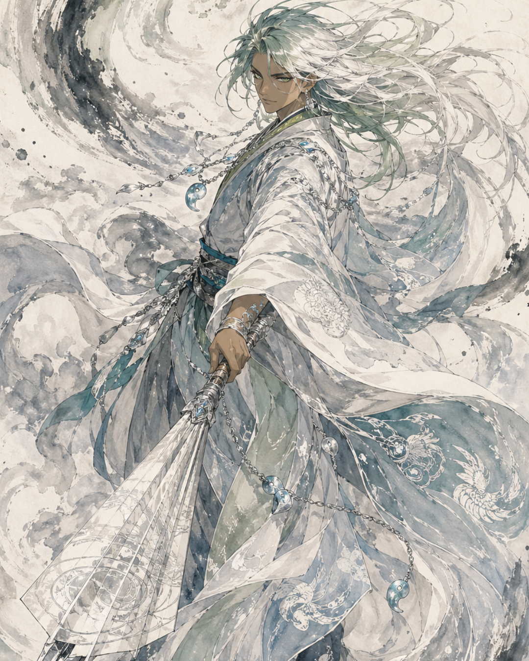 KAMIYO Episode 26 – Shinatsuhiko-no-Kami, god of wind, born from Izanagi’s breath, Japanese mythology illustration