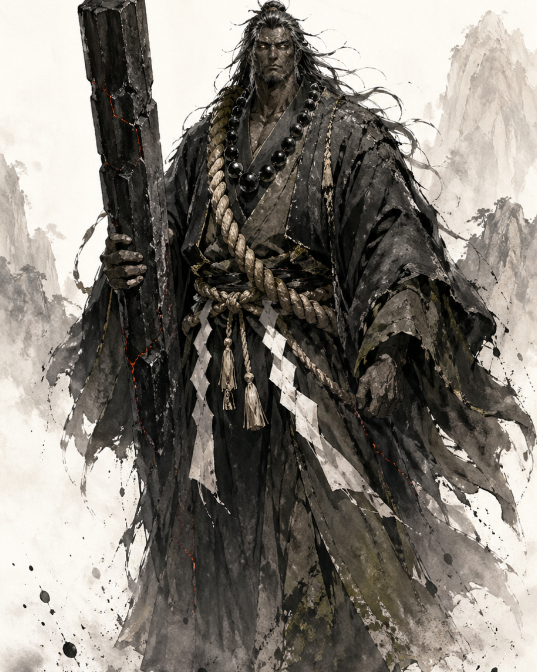 KAMIYO Episode 27 – Iwatsuchibiko-no-Kami, god of rock and solid earth, Japanese mythology illustration