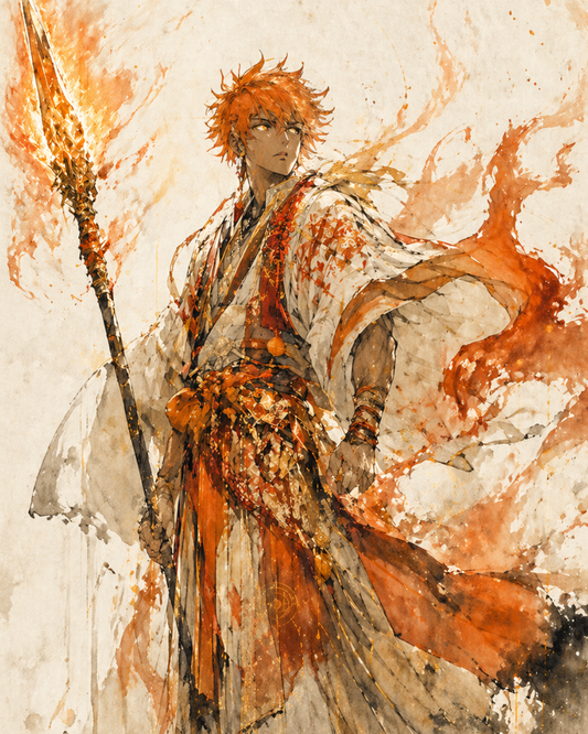 KAMIYO Episode 6 – Umashiashikabihikoji-no-Kami, god of vitality born from a reed, Japanese mythology illustration