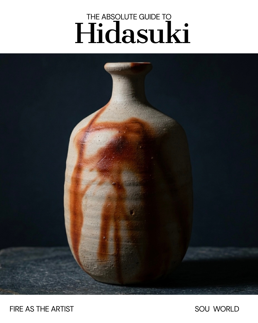 Close-up of a Bizen ware vessel showing a vivid red Hidasuki mark — a fire-painted sash created by burning straw reacting with iron in the clay at 1,200°C