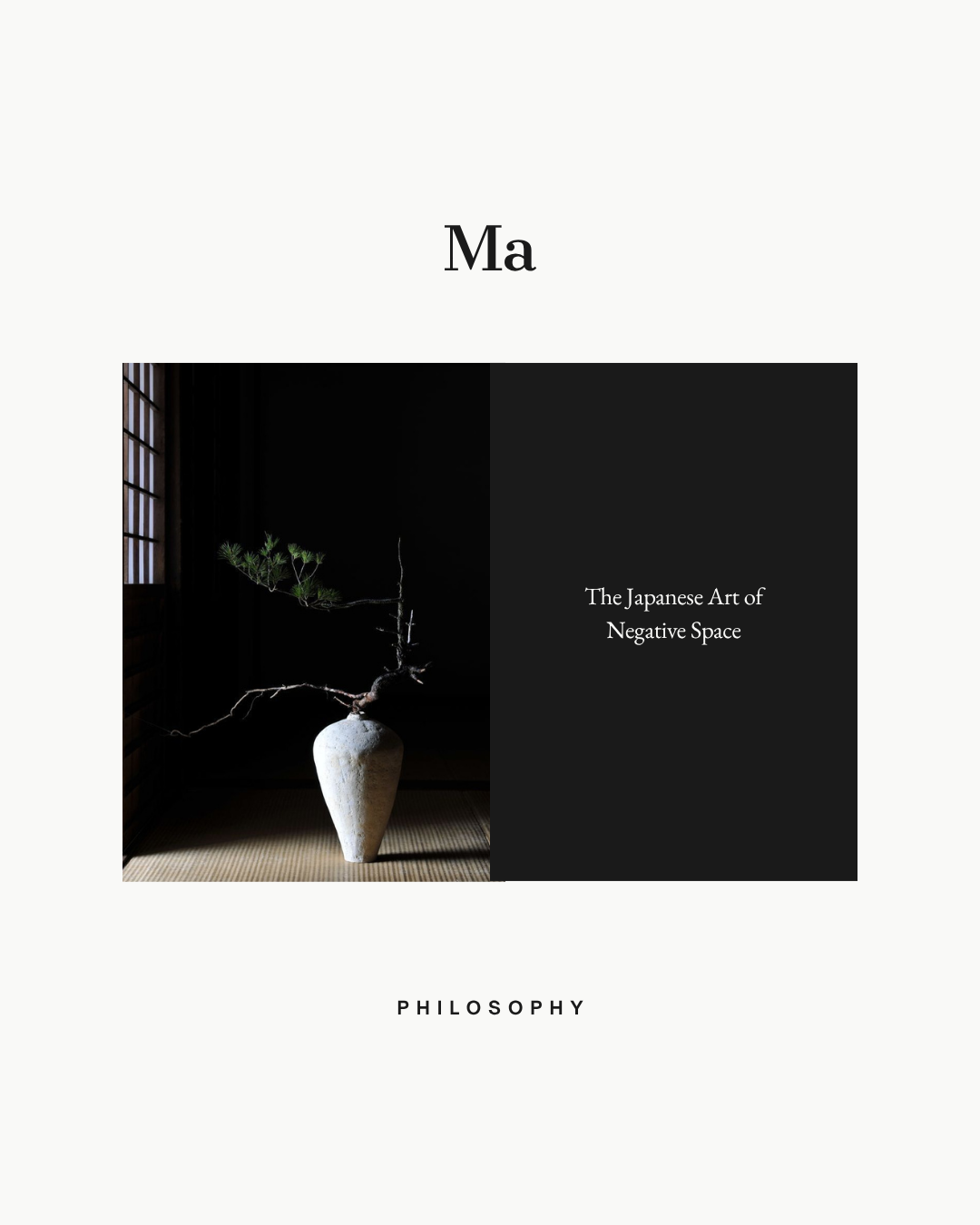 A single Japanese ceramic vessel on a bare wooden shelf surrounded by intentional empty space, illustrating the concept of Ma — negative space in Japanese aesthetics