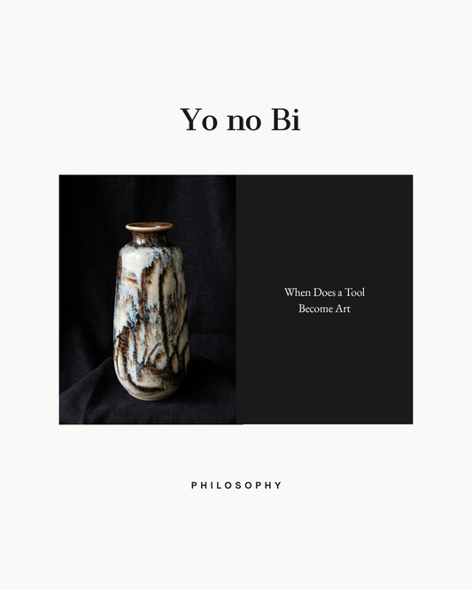 A handcrafted Japanese ceramic vessel being held and used in daily life, embodying the Mingei philosophy of Yo no Bi — the beauty found in functional, everyday objects