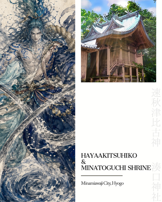 Minatoguchi Shrine on Awaji Island, dedicated to Hayaakitsuhiko-no-Kami, god of water gates and purification