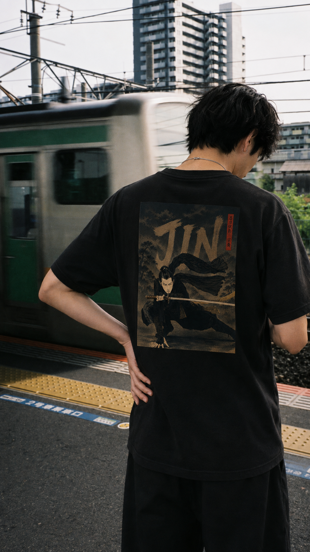 JIN - Back Print Tshirt 005(Black)