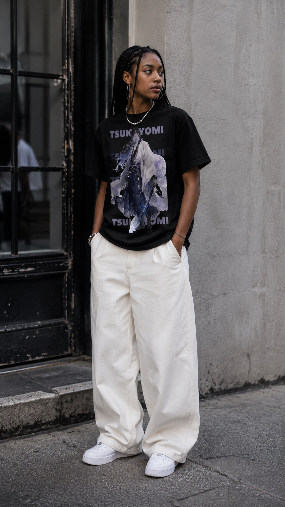 TSUKUYOMI" Graphic T-shirt - Black