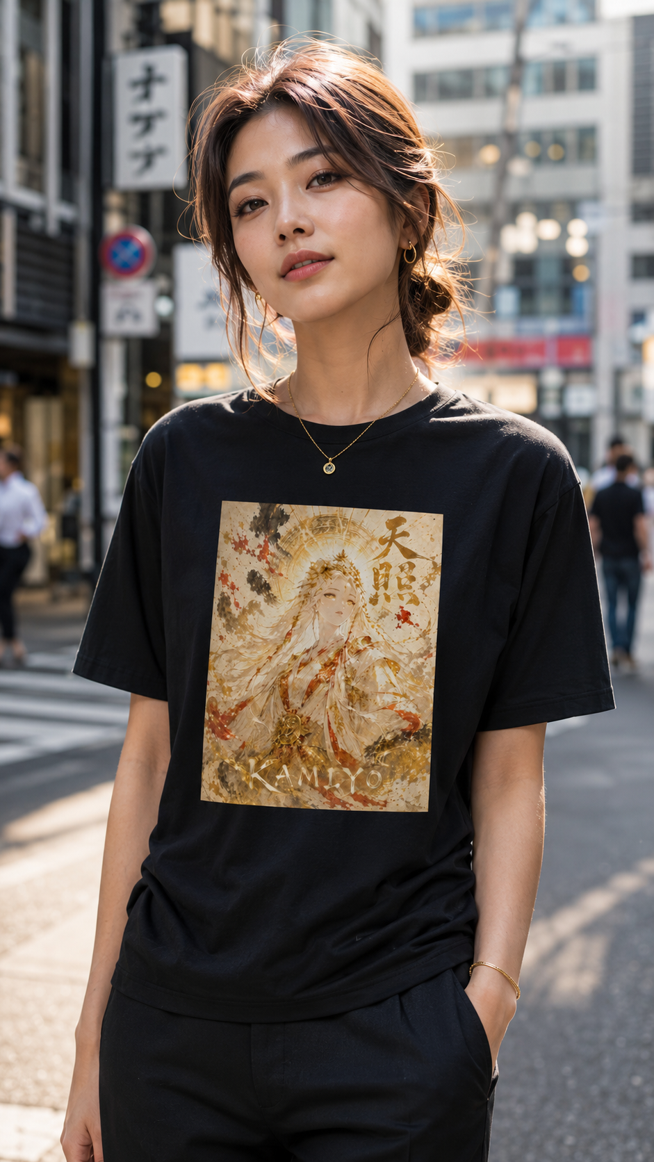AMATERASU Character Graphic T-shirt - Black