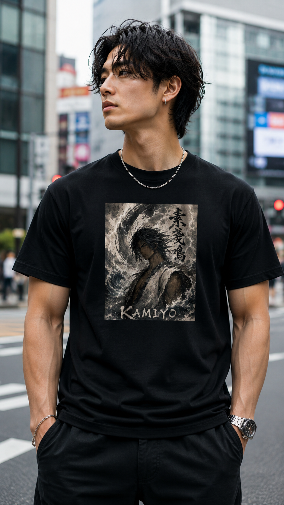 SUSANOO Character Graphic T-shirt - Black