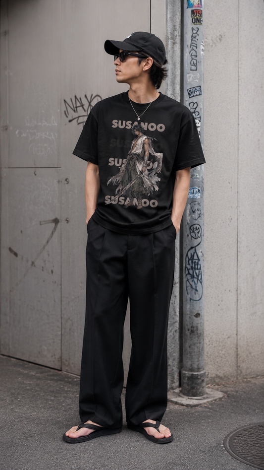 SUSANOO" Graphic T-shirt - Black