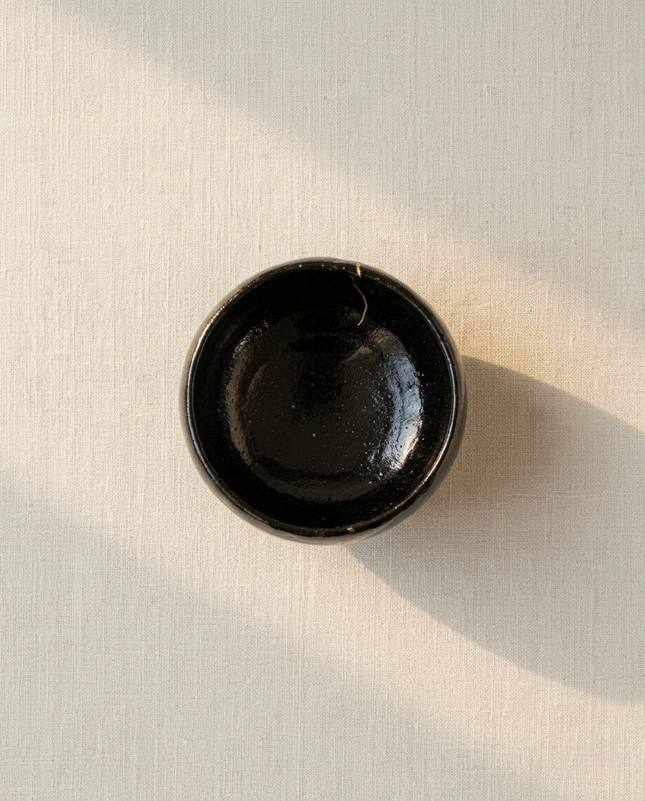 Kintsugi Black Raku Tea Bowl by Shoraku Sasaki