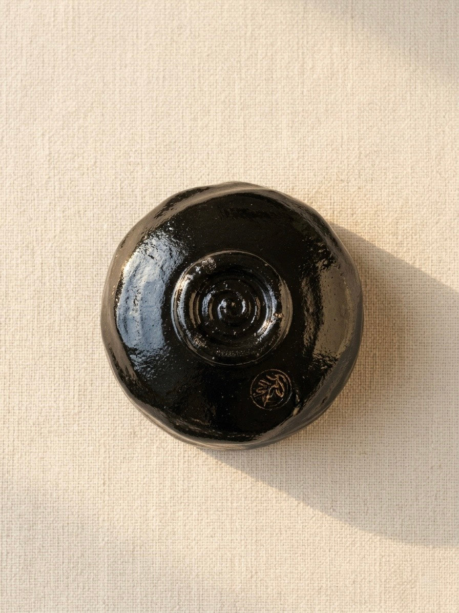 Kintsugi Black Raku Tea Bowl by Shoraku Sasaki