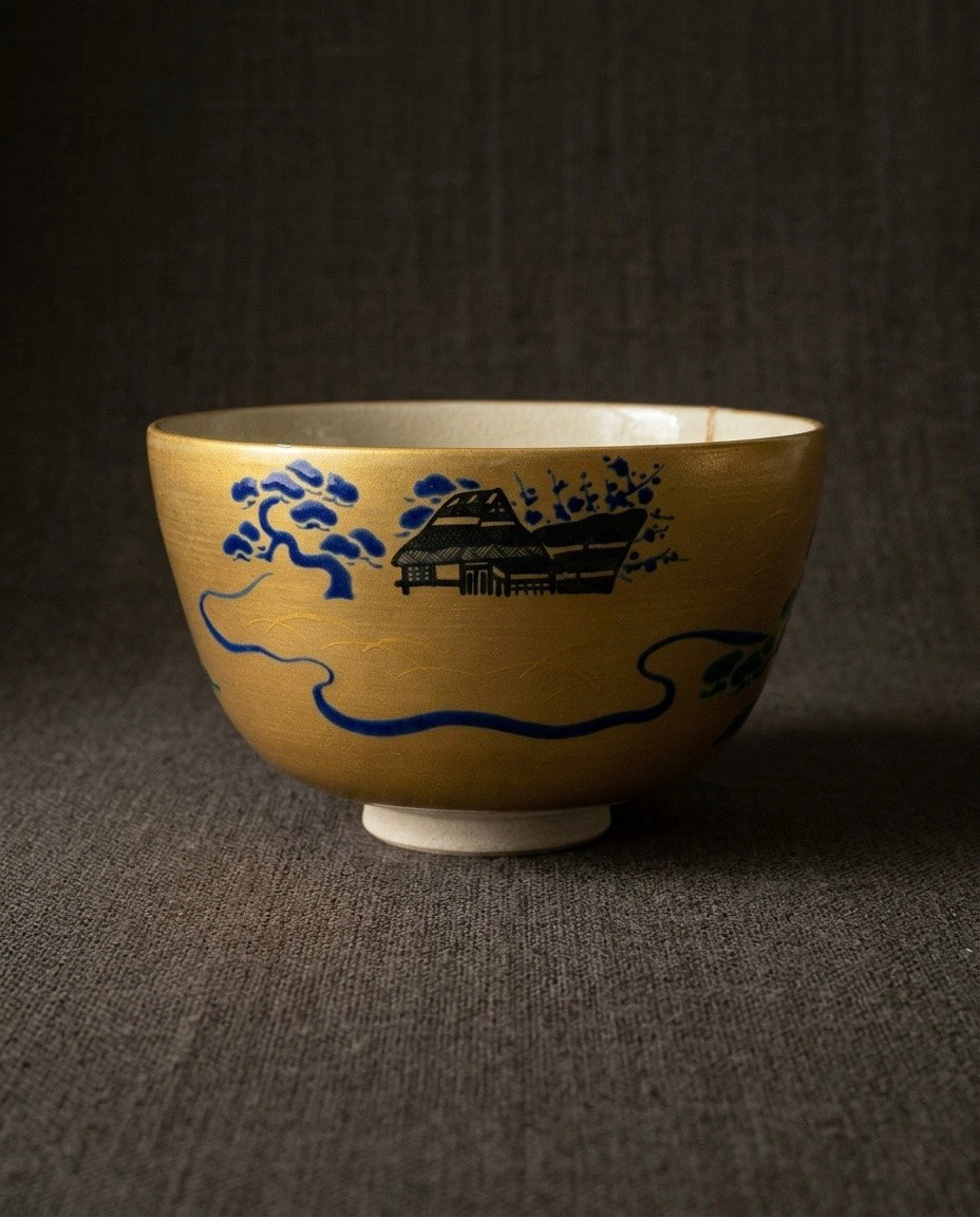 Kintsugi Iroe Landscape Tea Bowl by Shohei Sugita