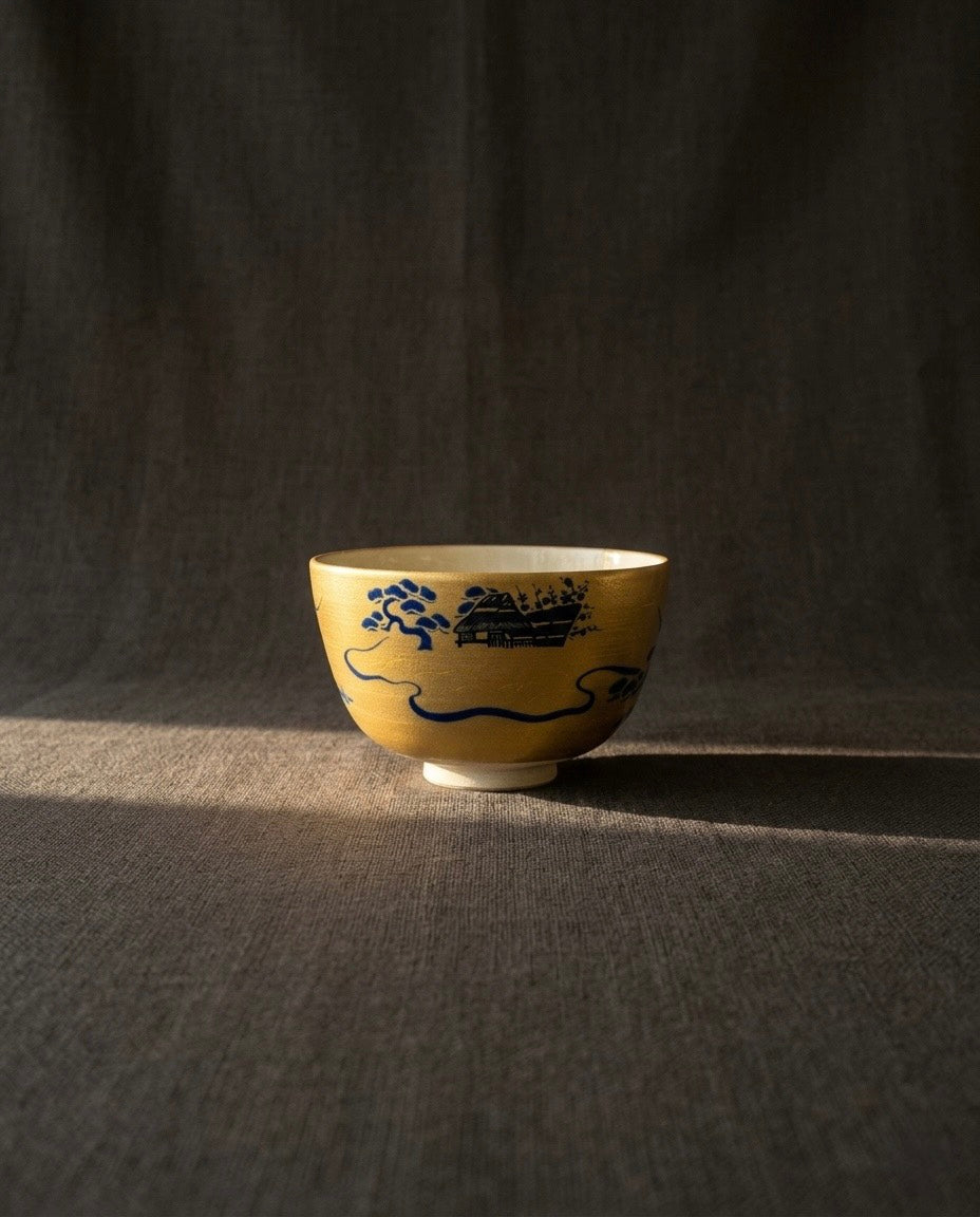 Kintsugi Iroe Landscape Tea Bowl by Shohei Sugita
