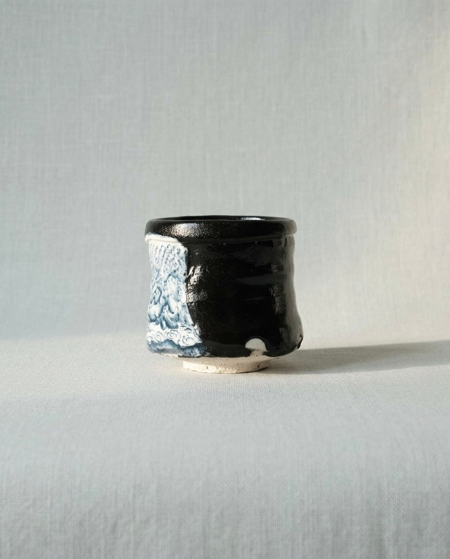 Katsuaki Kimura - Seto-ware "Tsutsu" Tea Bowl with Immortal Sage Motif