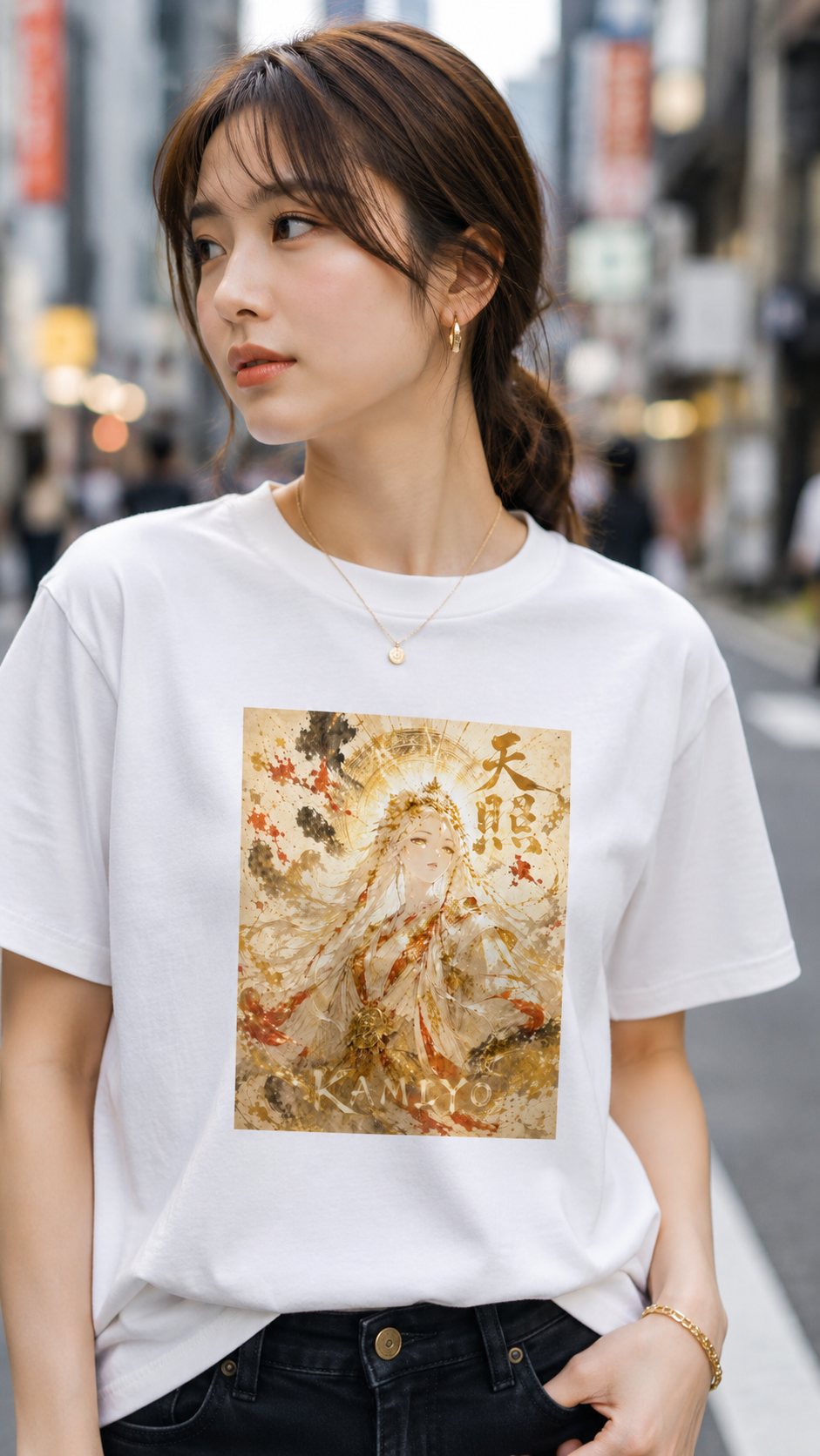 AMATERASU Character Graphic T-shirt - White