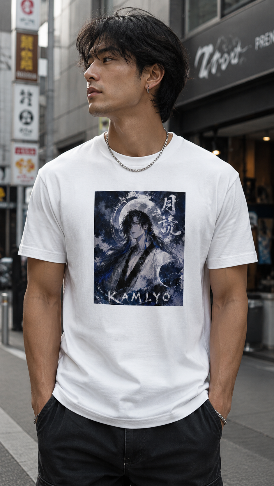 TSUKUYOMI Character Graphic T-shirt - White